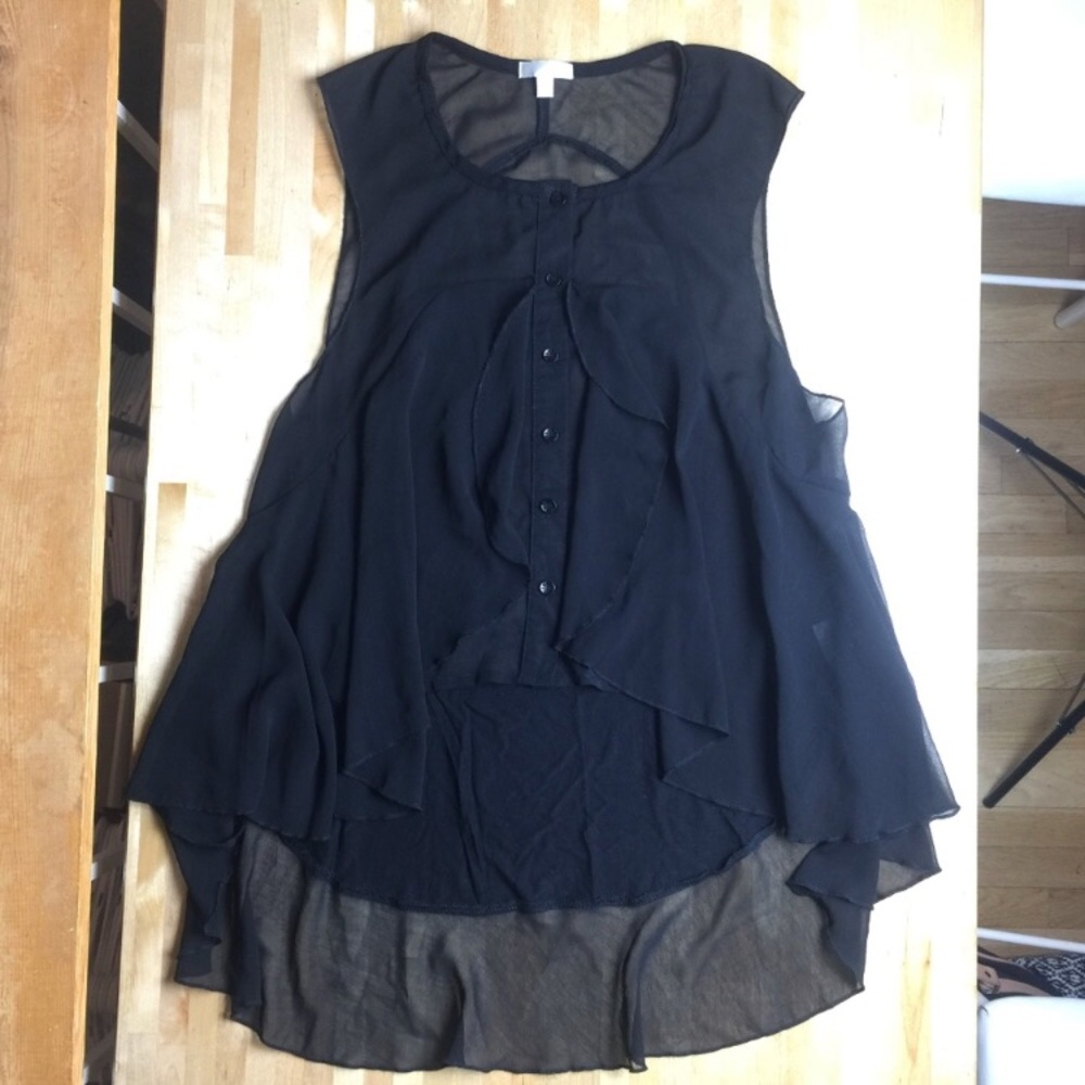 Fate - Black Sheer - Hi/Low ButtonDown Tunic Tank